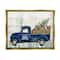 Stupell Industries Merry Christmas Blue Holiday Truck Framed Floater Canvas Wall Art
